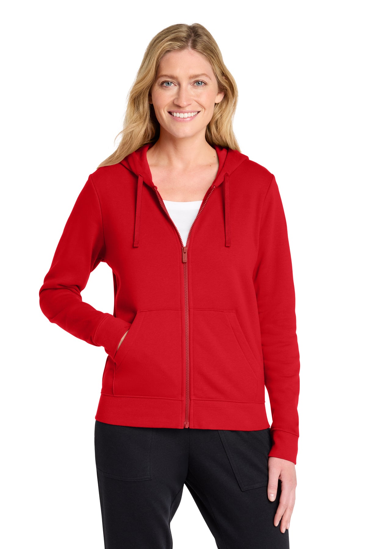Nike Women's Club Fleece Sleeve Swoosh Full-Zip Hoodie in University Red - custom logo apparel by Buckeye Branding Co.