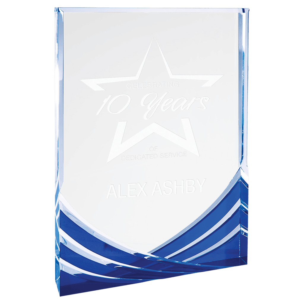 6" x 8" Blue Rectangle Soaring Acrylic - custom engraved acrylic award by The Buckeye Branding Company