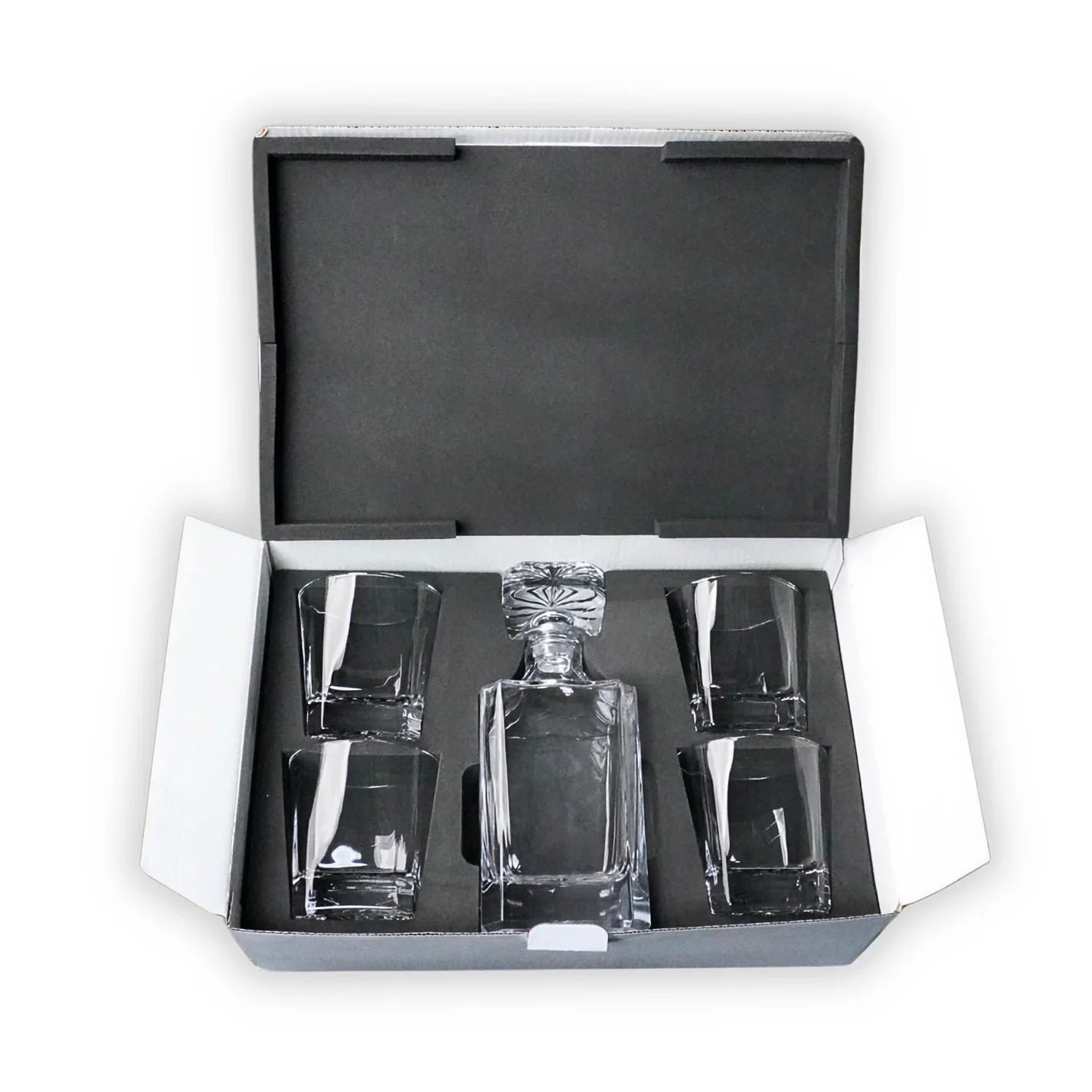 Engraved 4 Glass Decanter Set