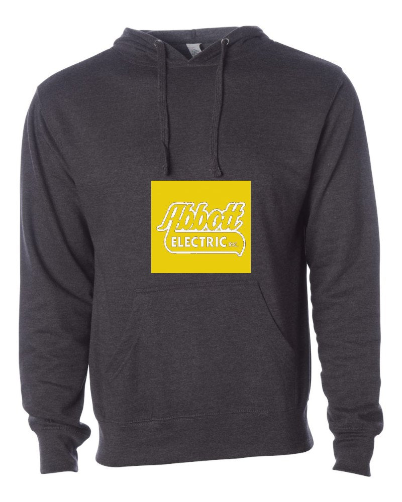 Abbott Electric Independent Trading Hoodie in Charcoal Heather (sample mockup)