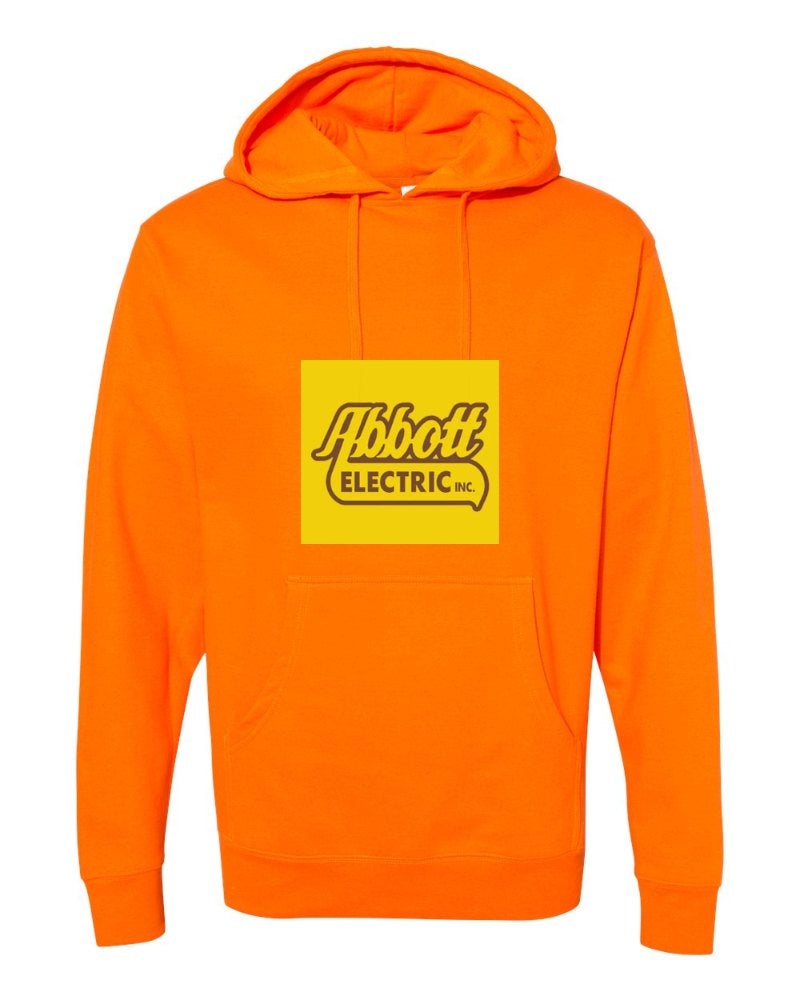 Abbott Electric Independent Trading Hoodie in Safety Orange (sample mockup)