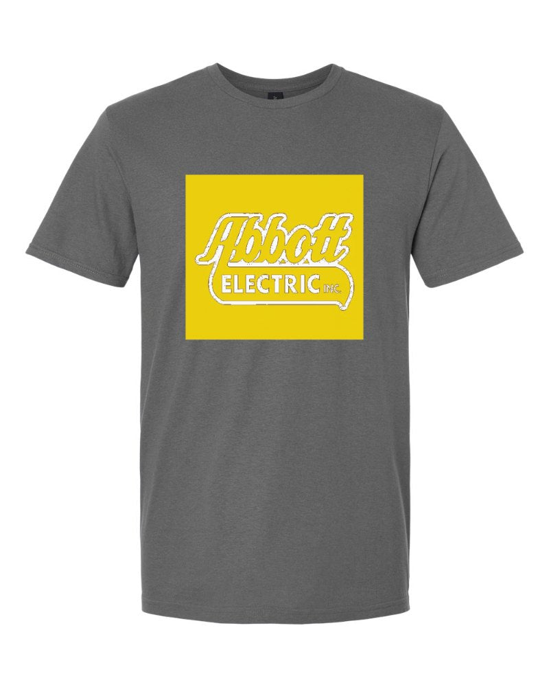 Abbott Electric Softstyle Tee in Charcoal (sample mockup)