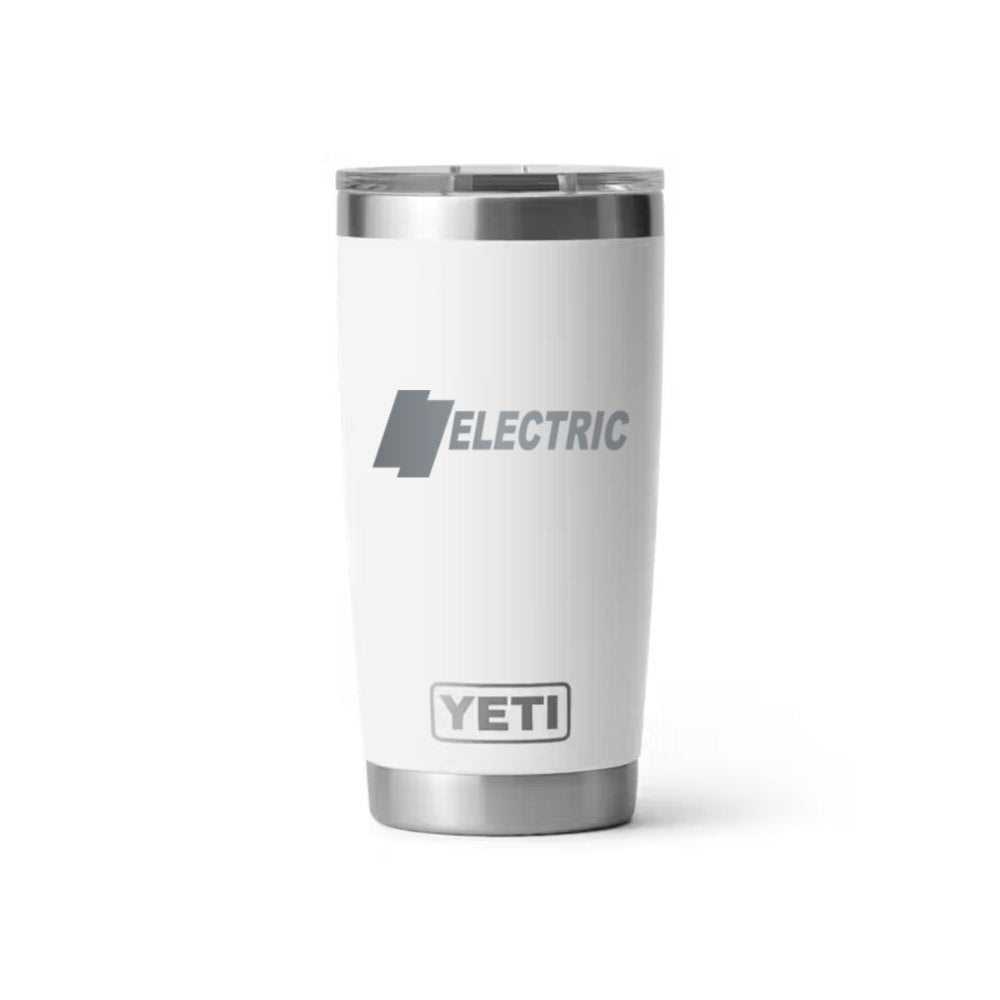 AC Electric YETI 20 oz Rambler in White (sample mockup)
