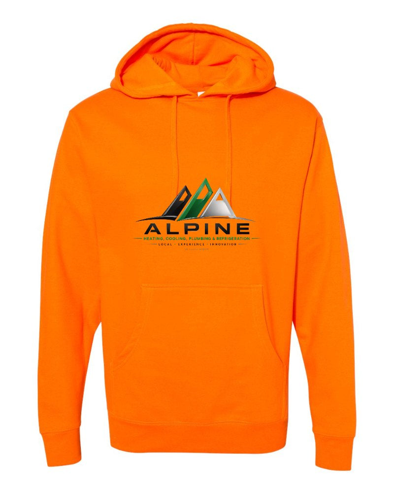 Alpine Independent Trading Hoodie in Safety Orange (sample mockup)