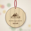 Alpine Logo Christmas Ornament in natural basswood (sample mockup)