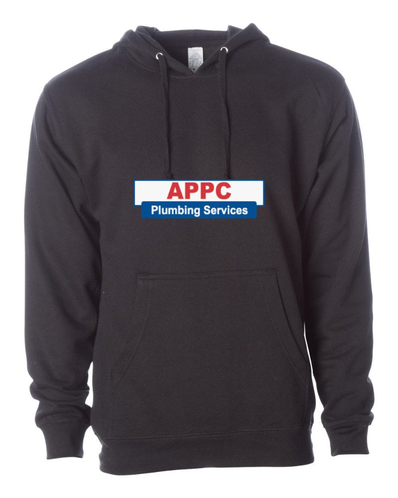 APPC Plumbing Independent Trading Hoodie in Black (sample mockup)