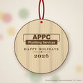 APPC Plumbing Logo Christmas Ornament in natural basswood (sample mockup)