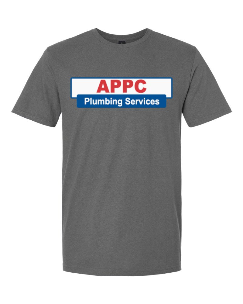 APPC Plumbing Softstyle Tee in Charcoal (sample mockup)