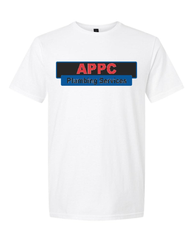 APPC Plumbing Softstyle Tee in White (sample mockup)