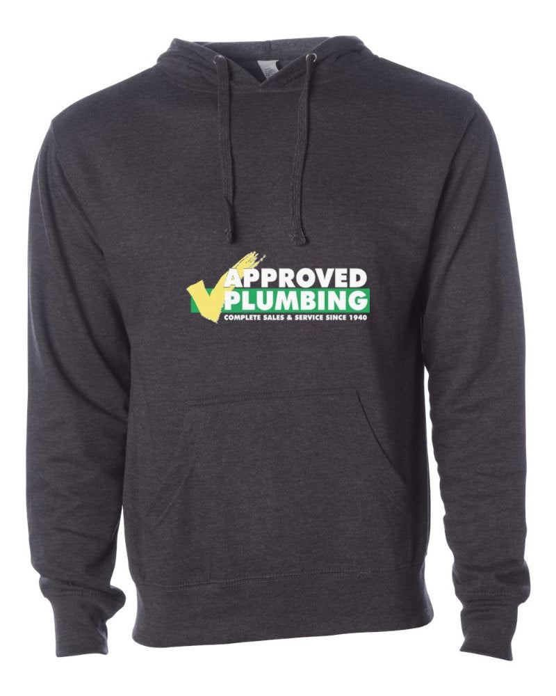 Approved Plumbing Independent Trading Hoodie in Charcoal Heather (sample mockup)