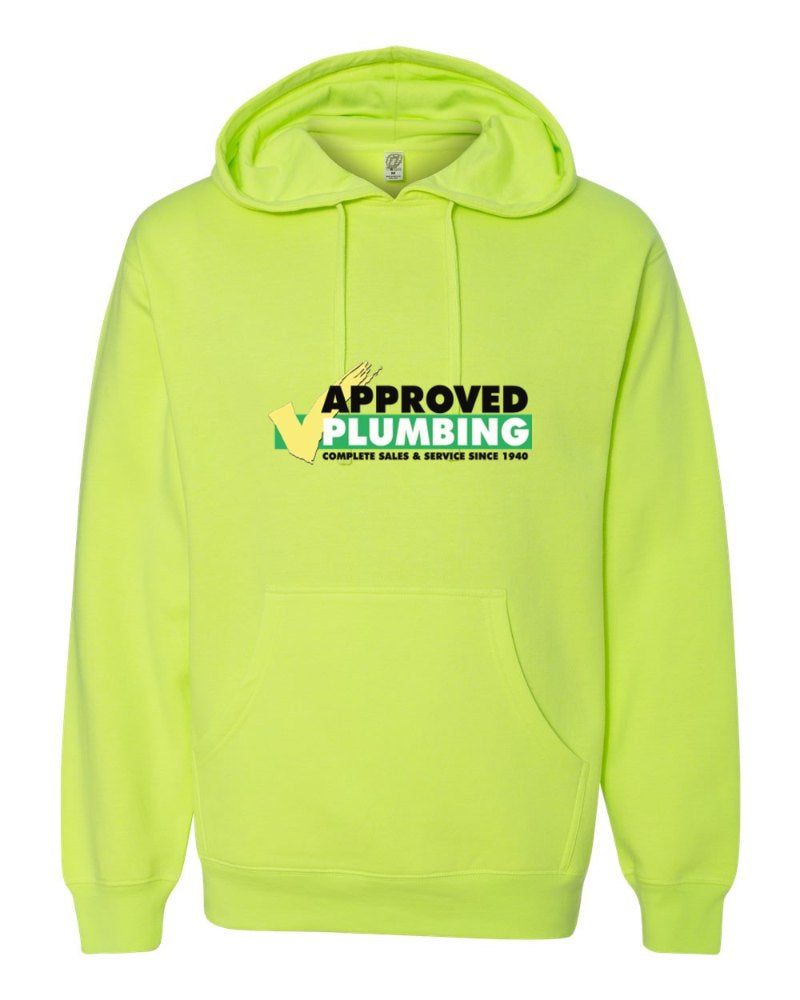 Approved Plumbing Independent Trading Hoodie in Safety Yellow (sample mockup)