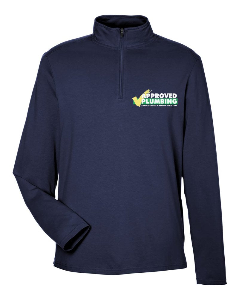 Approved Plumbing Stretch Quarter-Zip in Navy (sample mockup)