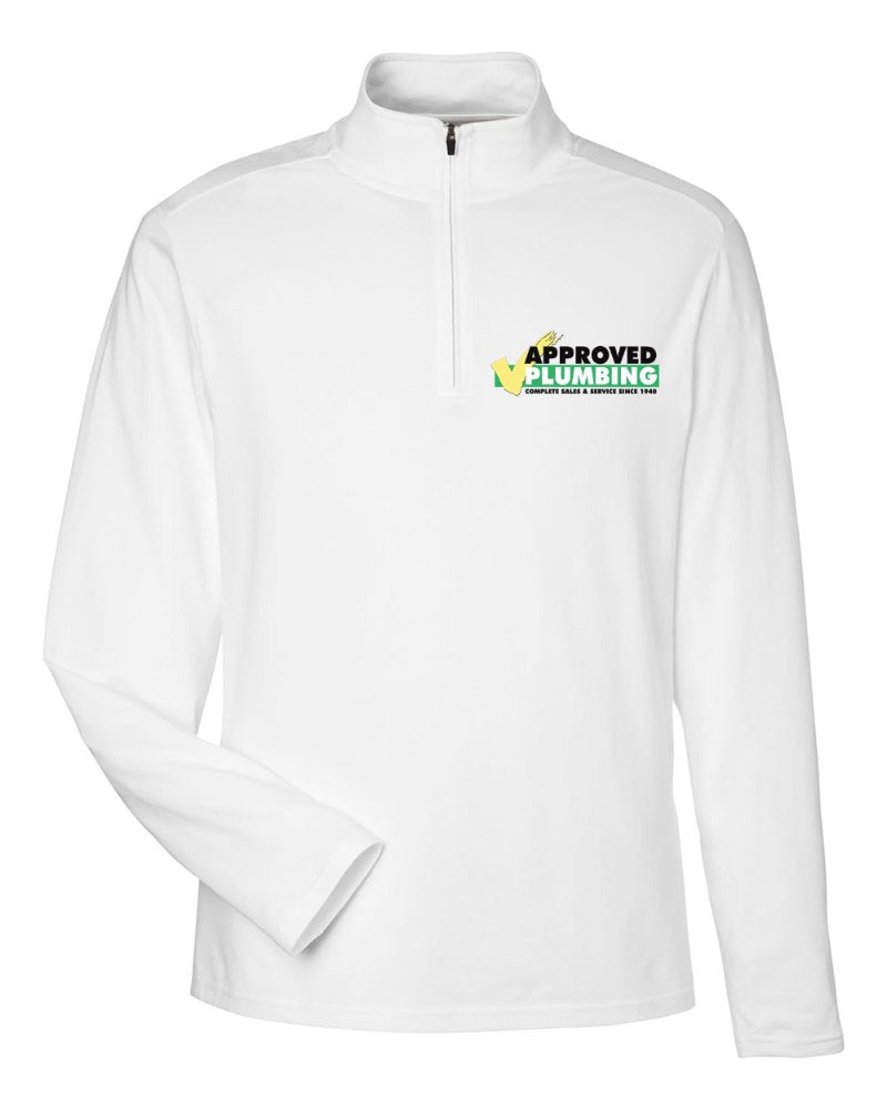 Approved Plumbing Stretch Quarter-Zip in White (sample mockup)