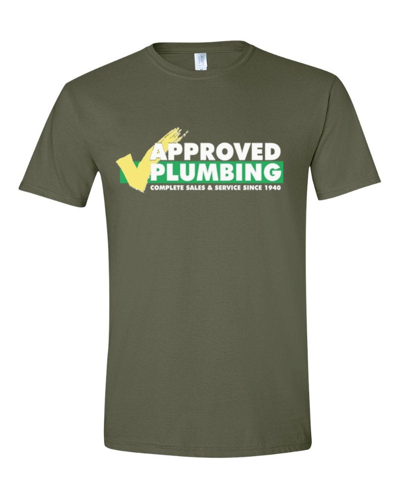 Approved Plumbing Softstyle Tee in Military Green (sample mockup)