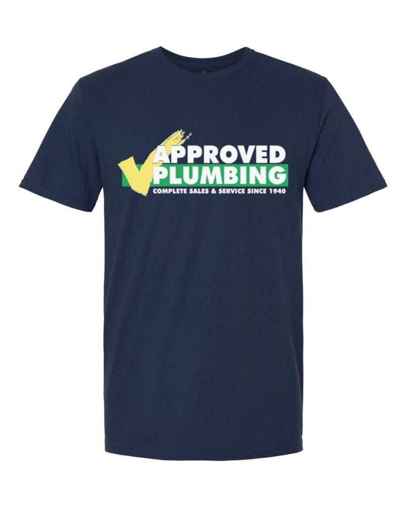 Approved Plumbing Softstyle Tee in Navy (sample mockup)