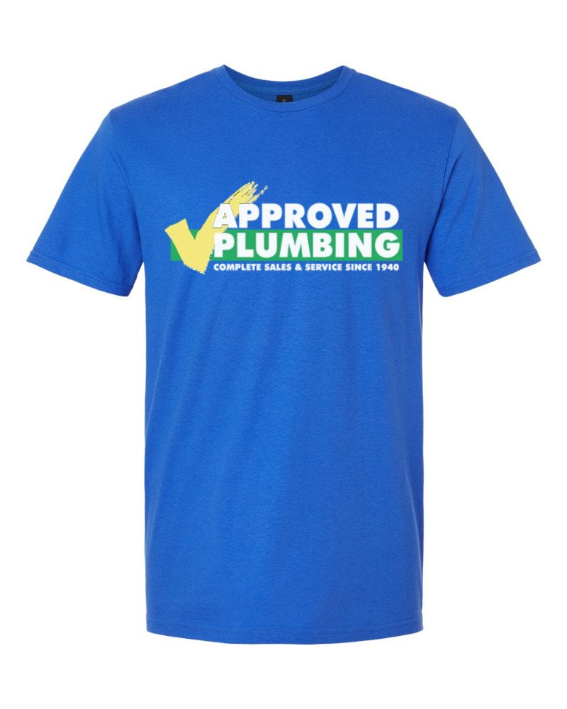 Approved Plumbing Softstyle Tee in Royal (sample mockup)