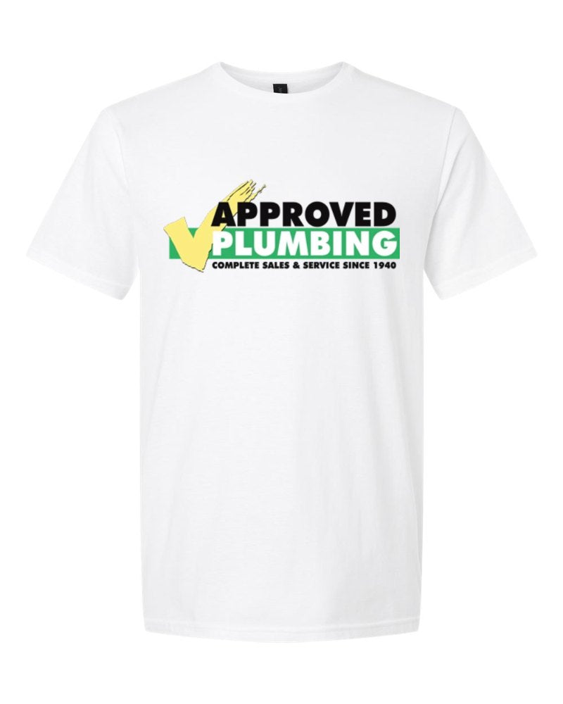 Approved Plumbing Softstyle Tee in White (sample mockup)