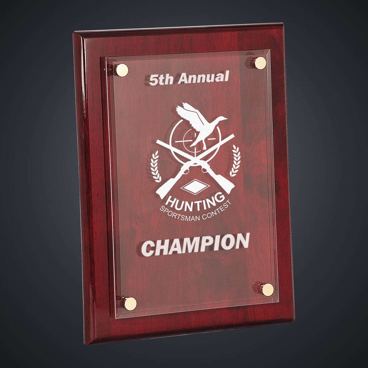 10 1/2" x 13" Rosewood Piano Finish Floating Acrylic Plaque engraved award by Buckeye Branding Company, Copley OH
