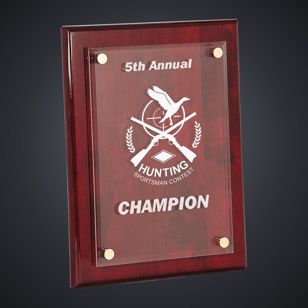 10 1/2" x 13" Rosewood Piano Finish Floating Acrylic Plaque engraved award by Buckeye Branding Company, Copley OH