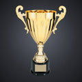 14 1/2" Gold Completed Metal Cup Trophy on Plastic Base engraved award by Buckeye Branding Company, Copley OH