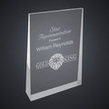 4 1/2" x 7" Silver Acrylic Wedge engraved award by Buckeye Branding Company, Copley OH