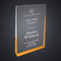 5" x 8" Gold Acrylic Wedge engraved award by Buckeye Branding Company, Copley OH