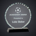 6 1/2" Round Facet Glass on Black Base engraved award by Buckeye Branding Company, Copley OH