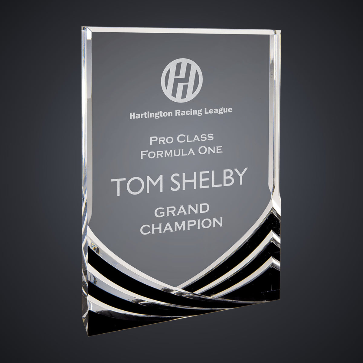 6" x 8" Black Rectangle Soaring Acrylic engraved award by Buckeye Branding Company, Copley OH
