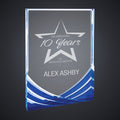 6" x 8" Blue Rectangle Soaring Acrylic engraved award by Buckeye Branding Company, Copley OH
