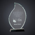 9 1/2" Flame Facet Glass on Black Base engraved award by Buckeye Branding Company, Copley OH