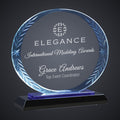 7" Clear Oval Accent Glass on Blue & Black Reflective Base engraved award by Buckeye Branding Company, Copley OH