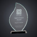 8 1/2" Flame Facet Glass on Black Base engraved award by Buckeye Branding Company, Copley OH