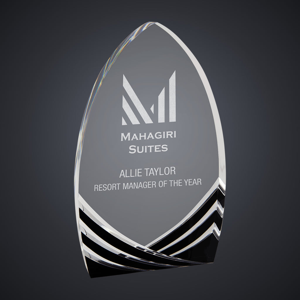 8" Black Cathedral Soaring Acrylic engraved award by Buckeye Branding Company, Copley OH