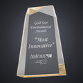 8" Gold Facet Wedge Acrylic engraved award by Buckeye Branding Company, Copley OH