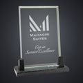 8" Rectangle Glass with Black Marble Base engraved award by Buckeye Branding Company, Copley OH