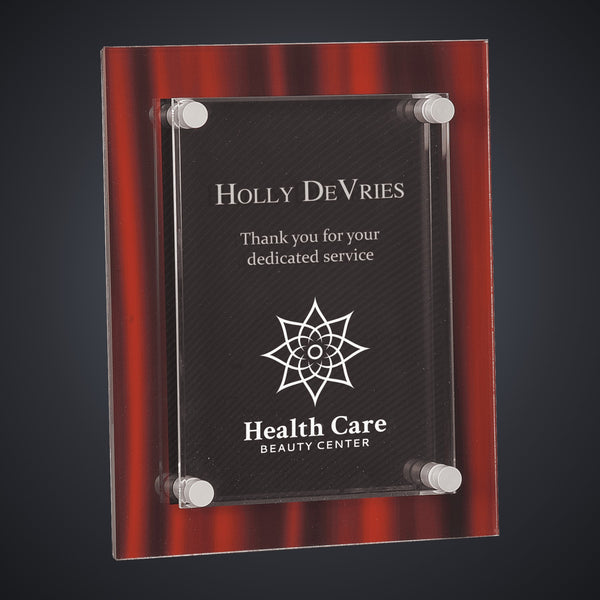 8" x 10" Red Velvet Stand-Off Acrylic Plaque engraved award by Buckeye Branding Company, Copley OH