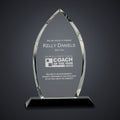 9 1/2" Clear Crystal Oval on Black Pedestal Base engraved award by Buckeye Branding Company, Copley OH