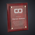 8" x 10" Rosewood Piano Finish Floating Glass Plaque engraved award by Buckeye Branding Company, Copley OH