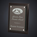 9" x 12" Black Piano Finish Floating Glass Plaque engraved award by Buckeye Branding Company, Copley OH