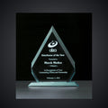 8 1/8" x 9 3/4" Arrow Jade Acrylic Award, laser engraved with a sample name and logo layout