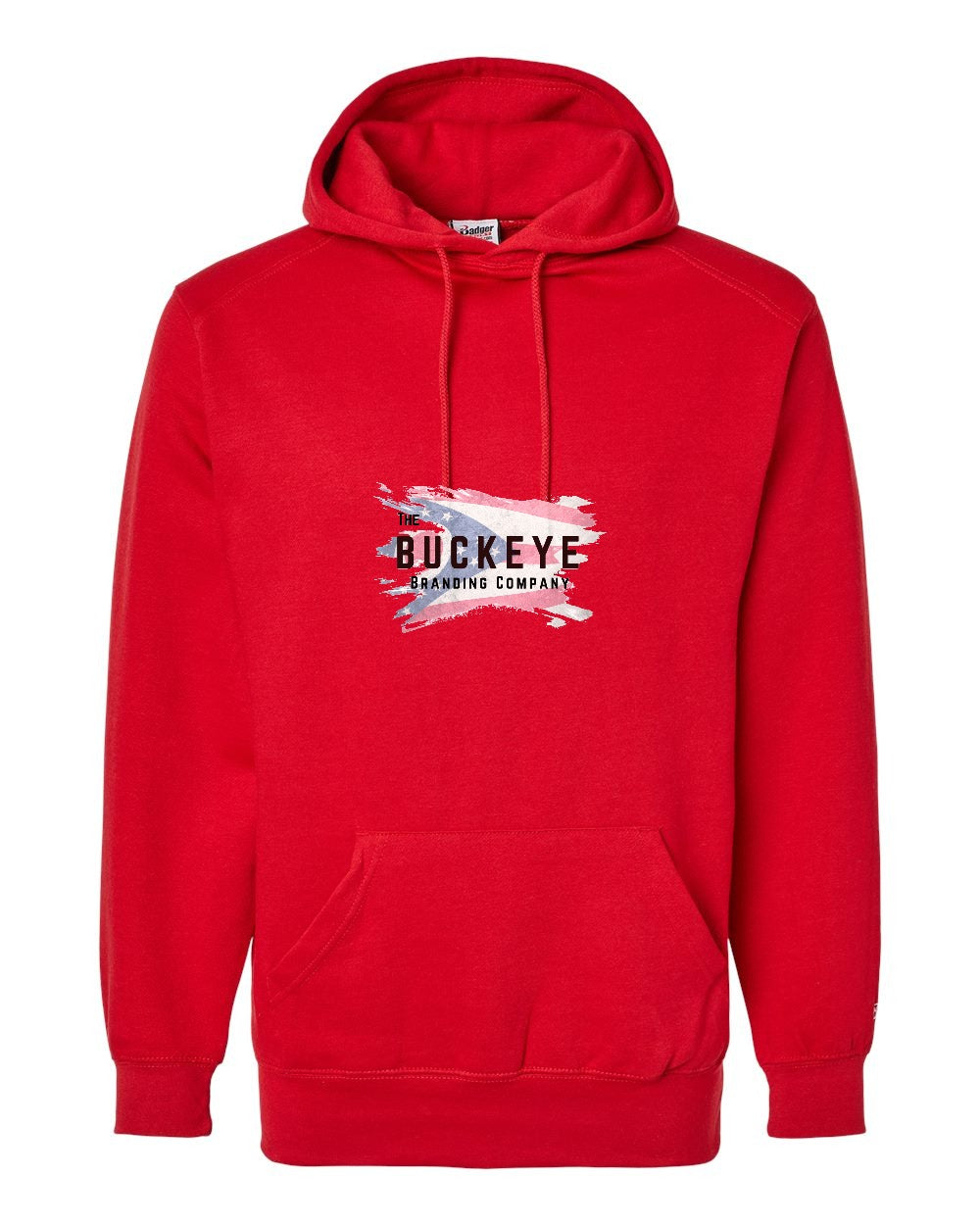 Badger Performance Fleece Moisture-Wicking Hoodie in Red with custom logo