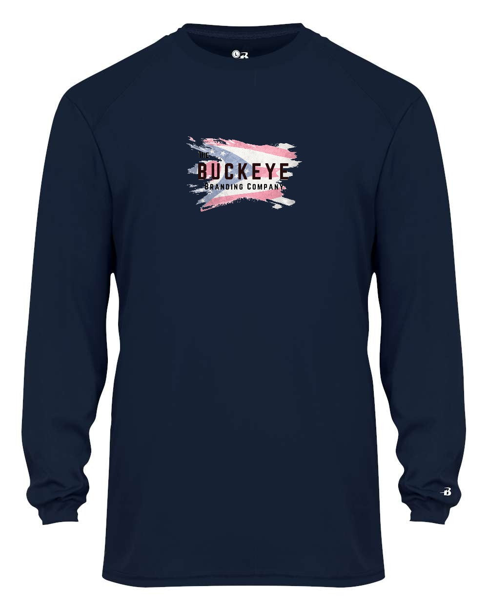 Badger Youth B-Core Moisture-Wicking Long Sleeve in Navy with custom logo