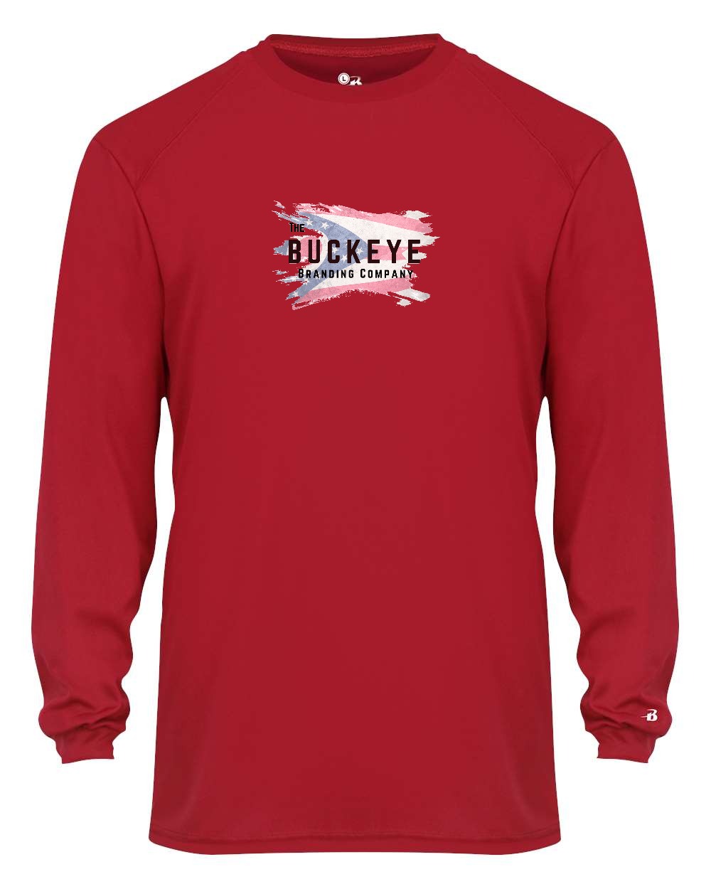Badger Youth B-Core Moisture-Wicking Long Sleeve in Red with custom logo