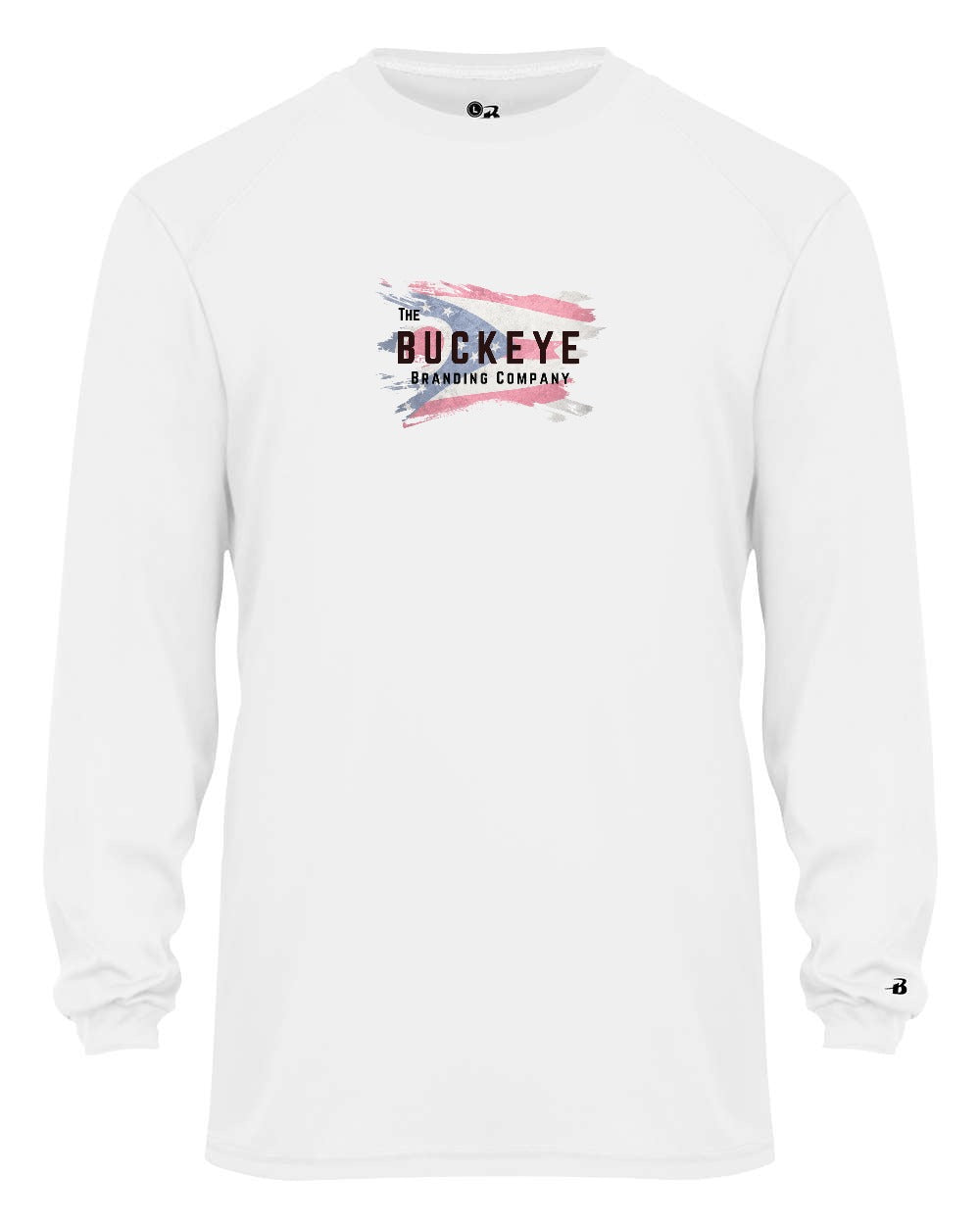 Badger Youth B-Core Moisture-Wicking Long Sleeve in White with custom logo