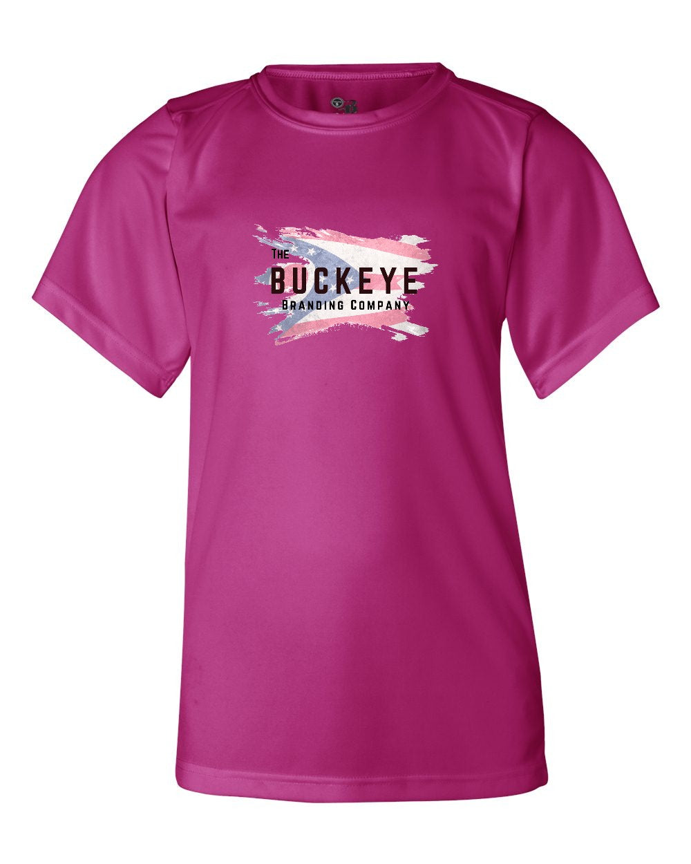Badger Youth B-Core Moisture-Wicking Tee in Hot Pink with custom logo
