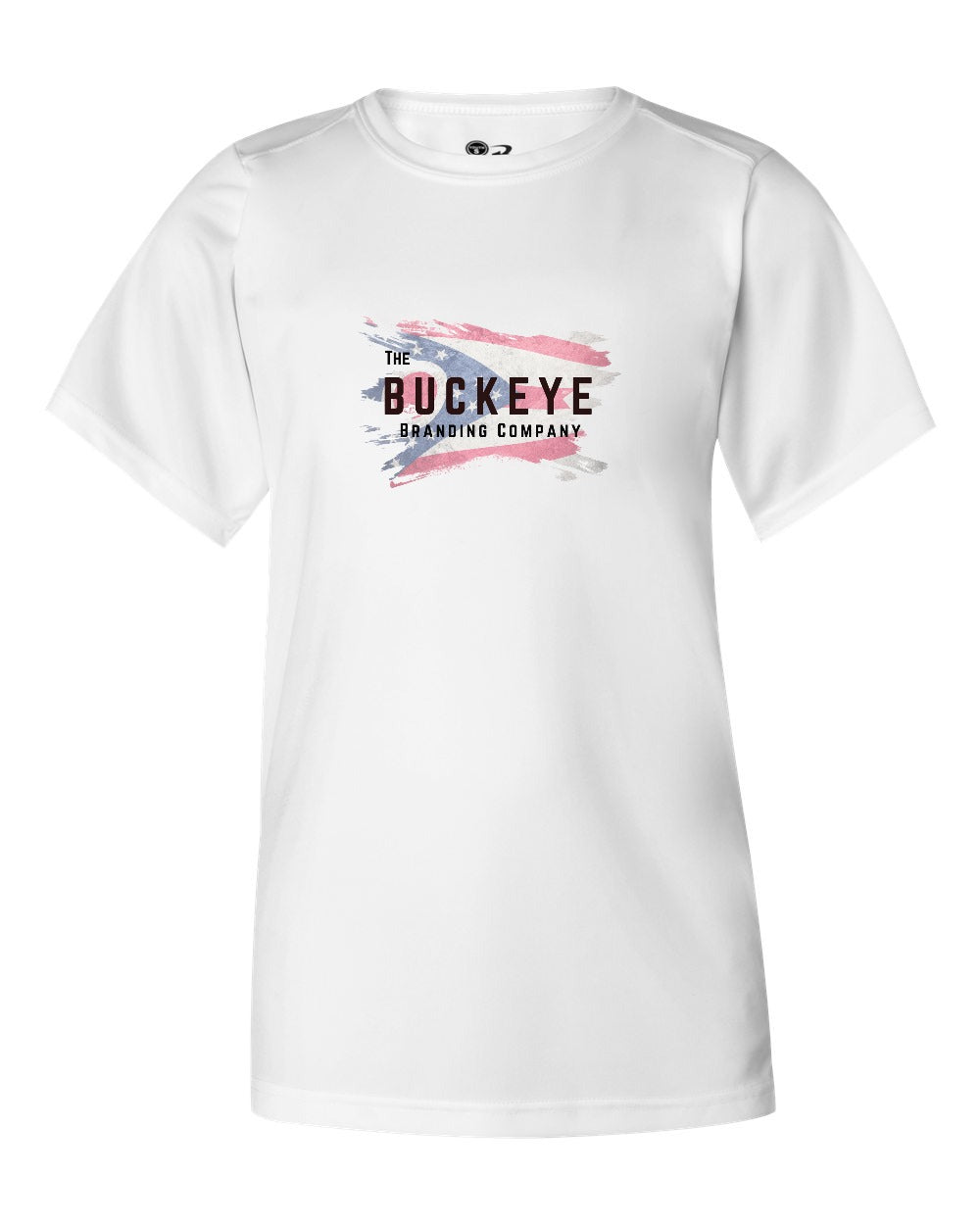 Badger Youth B-Core Moisture-Wicking Tee in White with custom logo
