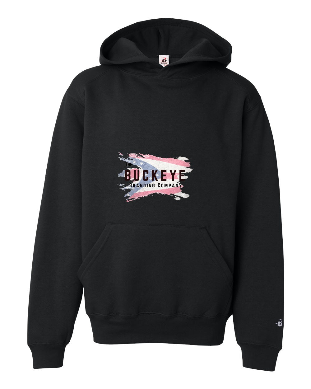 Badger Youth Performance Fleece Hoodie in Black with custom logo