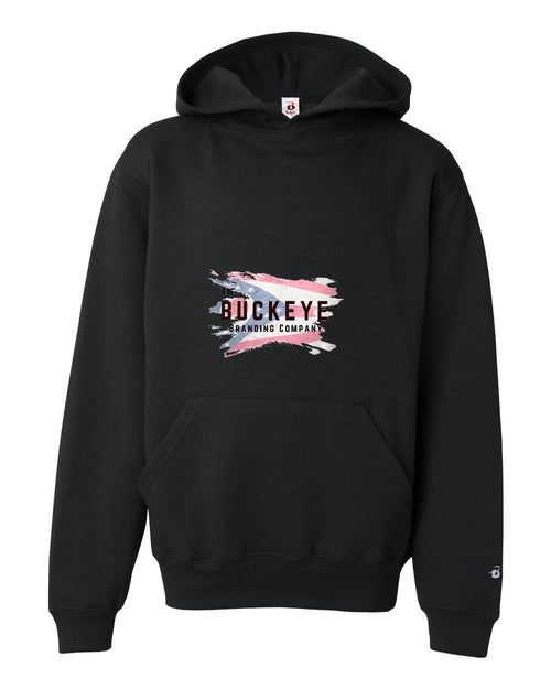 Badger Youth Performance Fleece Hoodie in Black with custom logo