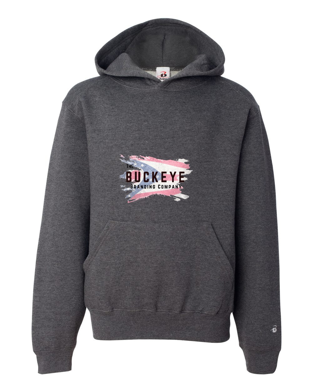 Badger Youth Performance Fleece Hoodie in Charcoal with custom logo