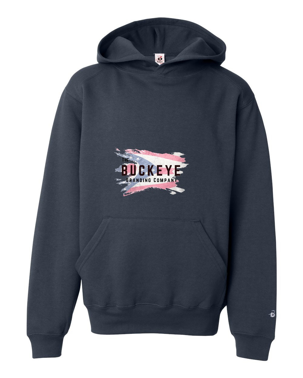 Badger Youth Performance Fleece Hoodie in Navy with custom logo